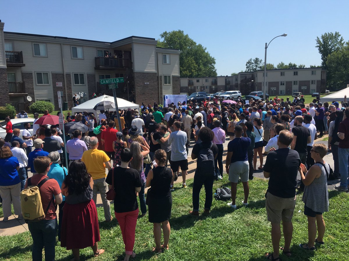 Stepping by <a href="/gentlemenvision/">Gentlemen of Vision</a>, speeches, poetry and music at the #MichaelBrown Memorial today. Beautiful, sad, powerful, and only the beginning... because we may not live to see justice does not mean we don't fight for it.