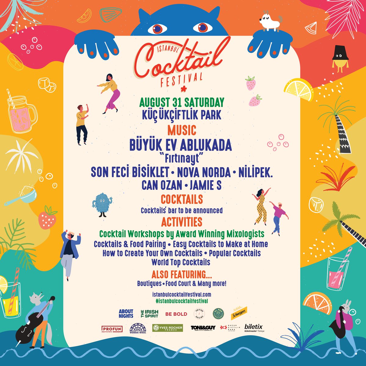 KucukCiftlik's tweet image. Heyecanla bir kez daha ev sahipliği yapacağımız Cocktail Festival 31 Ağustos’ta yine KüçükÇiftlik Park’ta. Biletler Biletix’te 🍸

#kucukciftlikpark #profun #yuzdeyuzmuzik #istanbulcocktailfestival