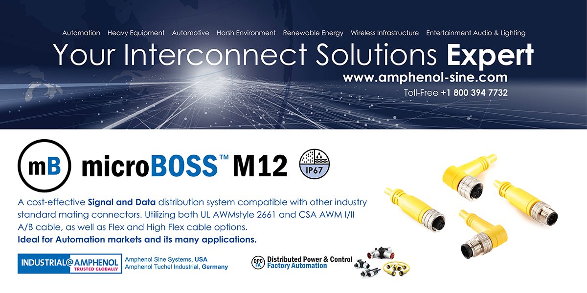 AmphenolSine's tweet photo. microBOSS™ M12 
Signal &amp; Data Distribution System
Ideal for #Automation applications.
#M12 #IP67 #HighFlex #Cable #DistributedPowerControl #FactoryAutomation
We Are #YourInterconnectSolutionsExpert
https://t.co/De3ViINeYh https://t.co/kfrQt6gEsp