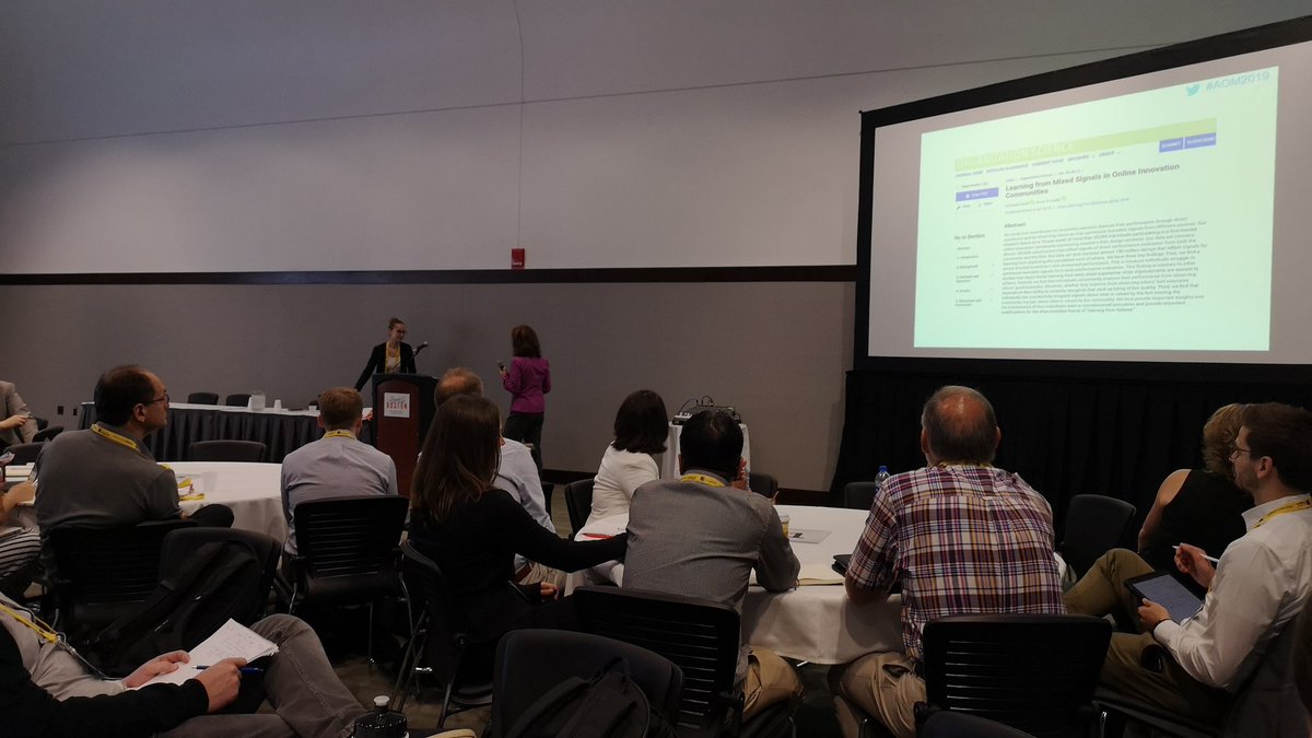 IoanaStefan_PhD's tweet photo. Great reconnecting with #openinnovatio scholars at #AOM2019 at the PDW on OI @Bogers @AgRadziwon @adiminin @JustynaDab @purposeb4plan and more. 
Looking forward to exciting insights from @Annmajkrzak @Keld_Laursen Alan Afuah @GloriaBarczak!! https://t.co/b7yaN3VvcF