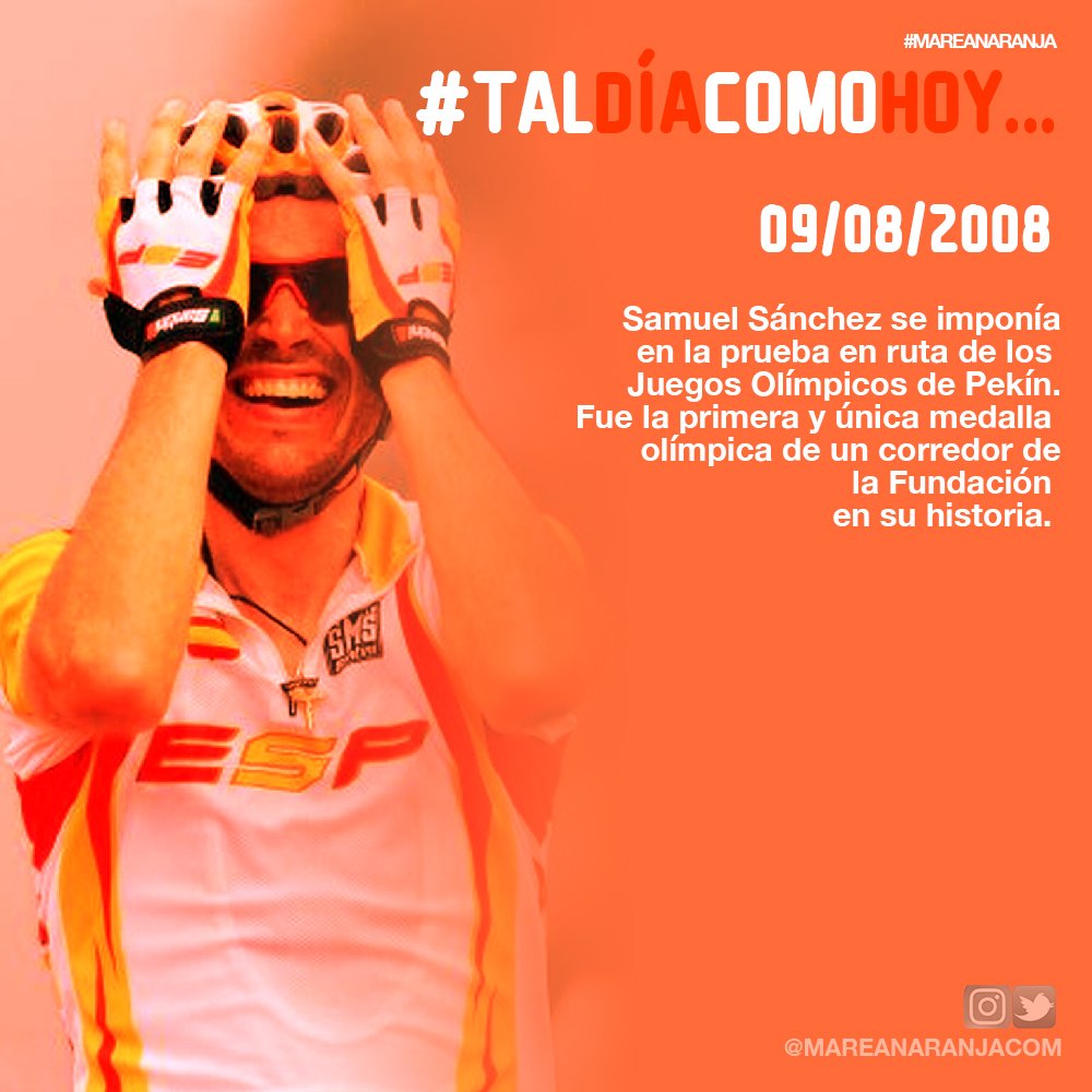 mareanaranjacom's tweet photo. #TalDíaComoHoy en 2008, el 8 es el número de la suerte en Pekín, #SamuelSanchez se cuelga la medalla de oro en la prueba en ruta de los Juegos Olímpicos de Pekín #JJOO08 #Pekin08 https://t.co/Fb49cue4oP