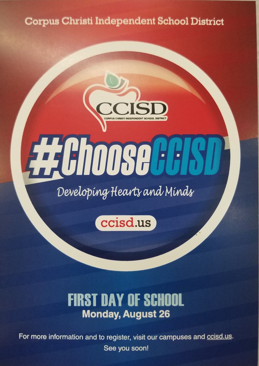 kmendiola06's tweet photo. @CCISD First Day of School is August 26th! Can't wait for a new school year.  #CCISDproud #CCISDSLC2019 https://t.co/fAKmNVnDeM