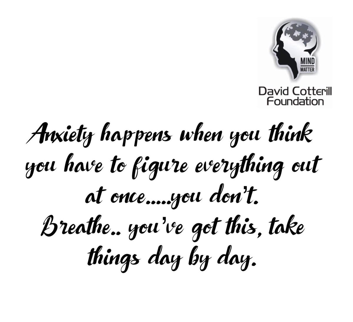 cotterill_david's tweet photo. When I’m anxious I’m overthinking things all the time, fearing the worst of not knowing. Making up scenarios in my head that more often than not never happen and aren’t real. So then I breathe I meditate and keep to my routine which allows me to carry on my day ❤️
#anxiety https://t.co/lfR9W4i6Dk
