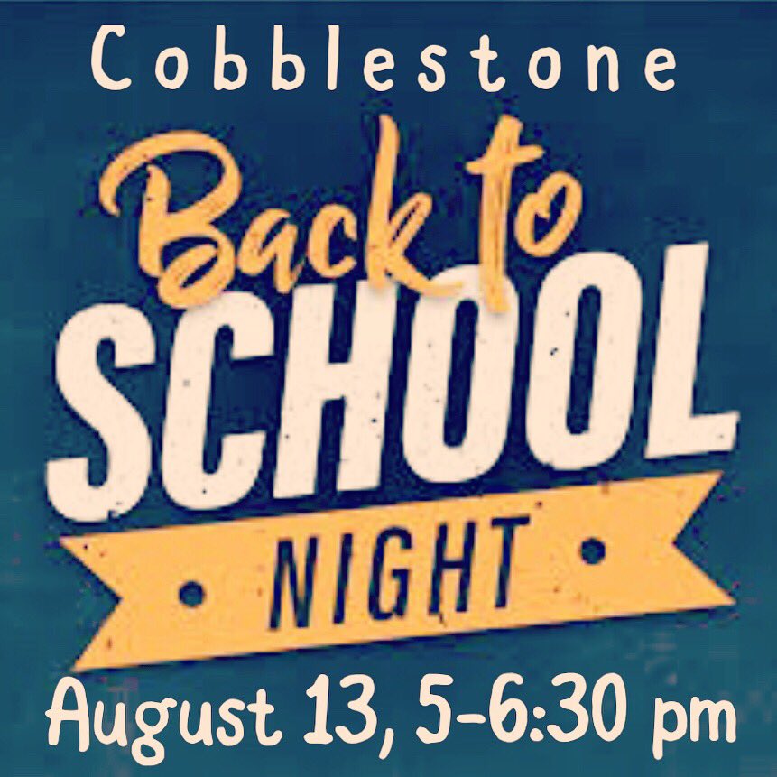 CobbleCrocs's tweet photo. We are excited to meet you or reconnect!  Bring your kids to meet their teacher. In the cafeteria you can pick up the teacher assignment, put money on your lunch account and get bussing all set. See you soon! #cobblestonecrocs🐊 #plesd https://t.co/O4p26LMWjX