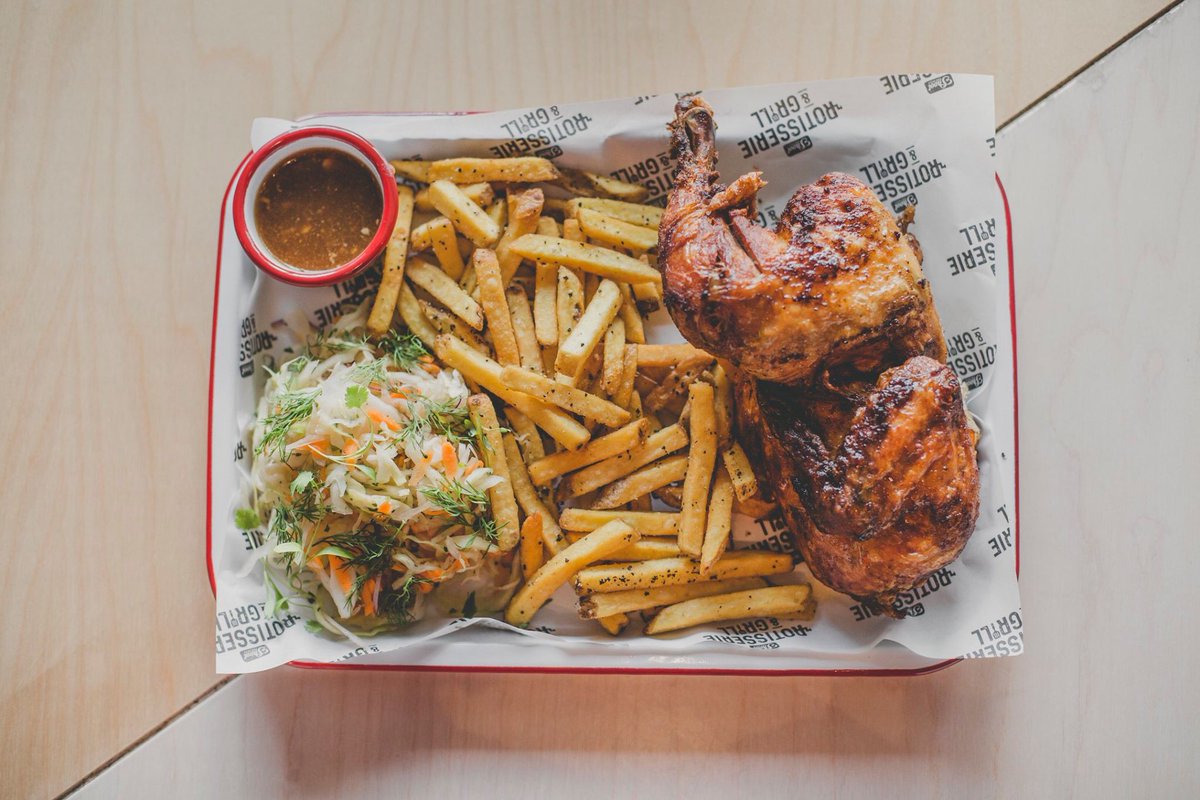 STBKommune's tweet photo. Friday night feed from the rotisserie 😋

1/2 maple-brined chicken &amp; 2 sides for just £14.50!

@Kommune_CH https://t.co/t2GPQKqnM4