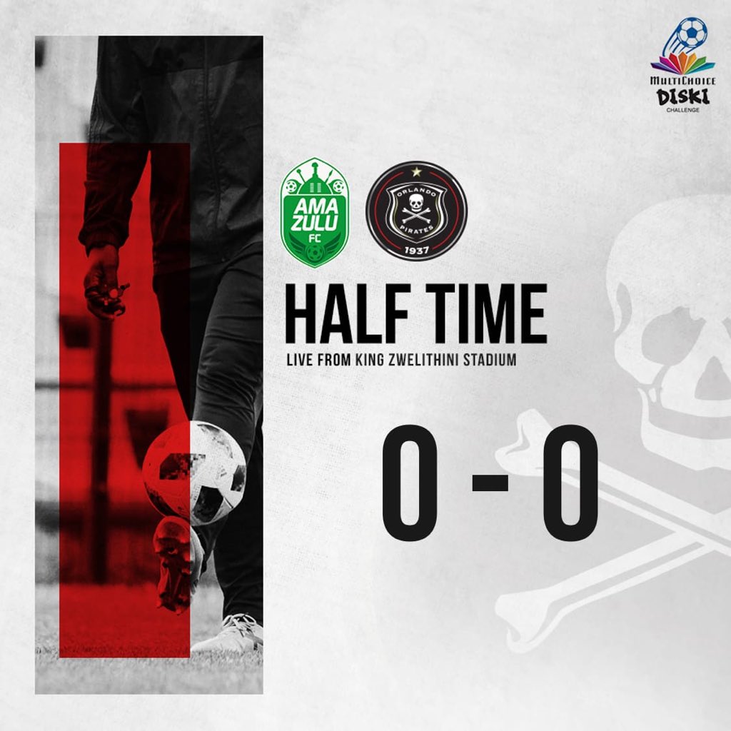 orlandopirates's tweet photo. ⚫️⚪️🔴⭐️
HT | @AmaZuluFootball 0-0 @orlandopirates.
No blood drawn as both sides head into the break on level terms. Chances created on both sides but it’s the decision-making that has left things equal after 45 mins
☠️🛡☠️🛡☠️
#OnceAlways #ItsMassive #Asidlali https://t.co/p9L18FiC9U