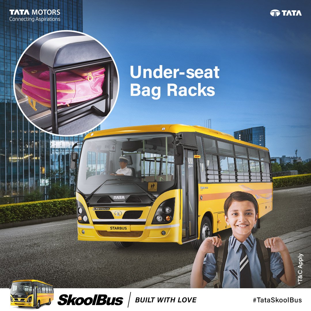 TataMotors's tweet photo. Our buses have been ergonomically designed to provide maximum comfort and ensure absolute safety of our young passengers on board. 25 special child-care safety features ensure that your child enjoys a comfortable ride to school and back.
#TataSkoolBus https://t.co/i1eyRqFckW