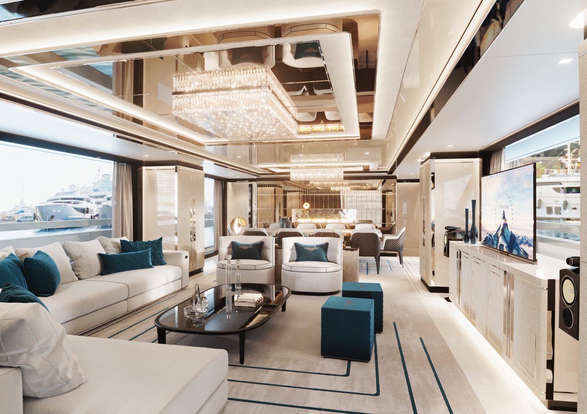 GTT135’s bold yet elegant interior is equipped with selected furniture, lamps and accessories from Bentley Home’s collection which stands for elegant and aerodynamic design. 

#Dynamiq #Superyacht #Bentleyhome