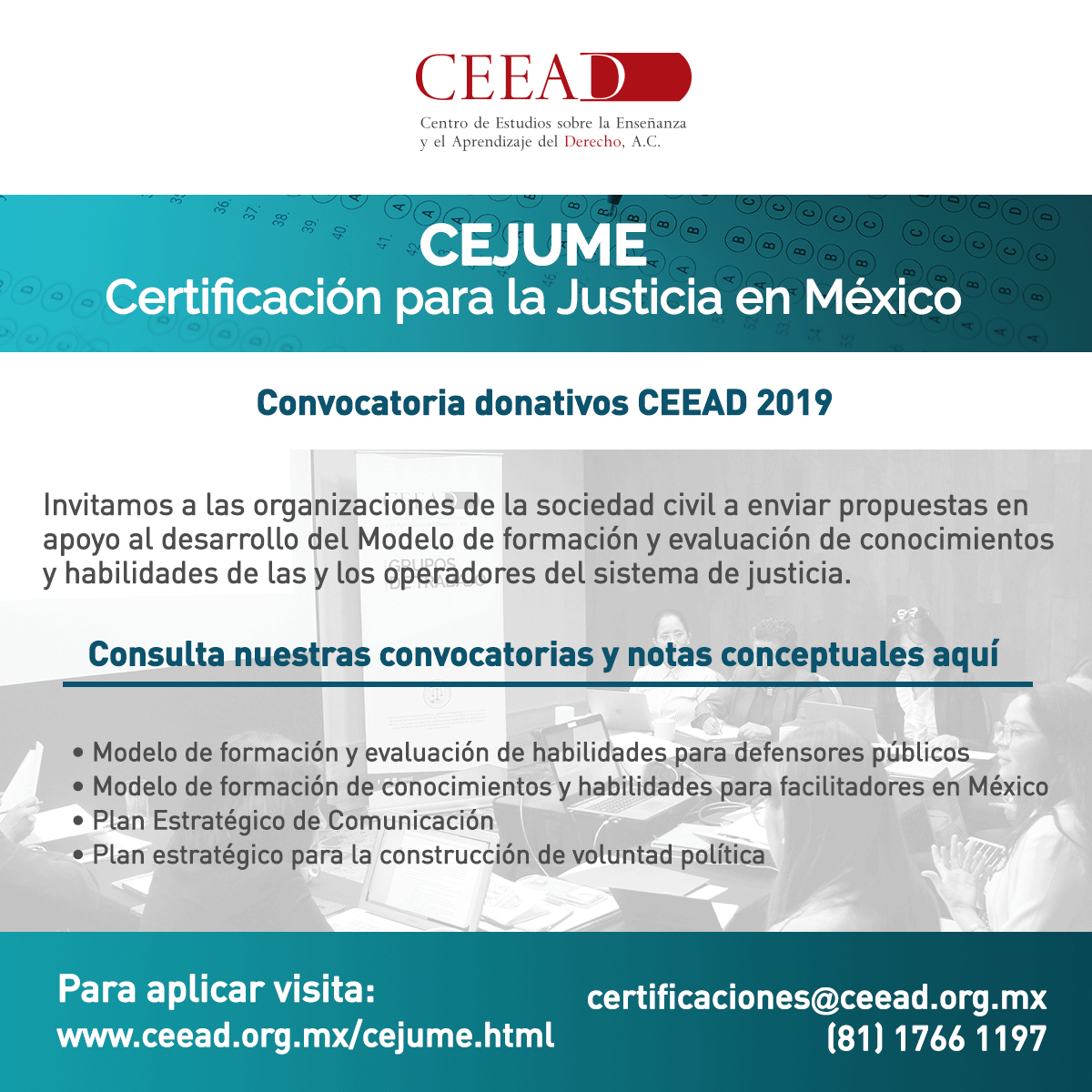 CEEAD's tweet photo. Si te interesa participar, envíanos la información a certificaciones@ceead.org.mx.De antemano les ofrecemos una disculpa y esperamos su colaboración para este proyecto. https://t.co/XEOsSAxbMF