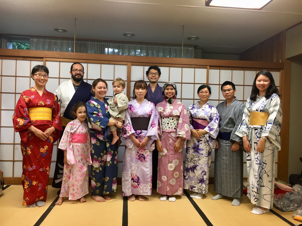 RIKEN_CBS's tweet photo. I’d also like to give many thanks to all RIKEN staff who was so helpful and accomodating to my family during our stay in Japan. We were lucky to try traditional yukatas and to partake in tea ceremonies right on RIKEN’s campus to learn about Japanese culture! -ec #neurotechCBS https://t.co/nRE5FiNXan