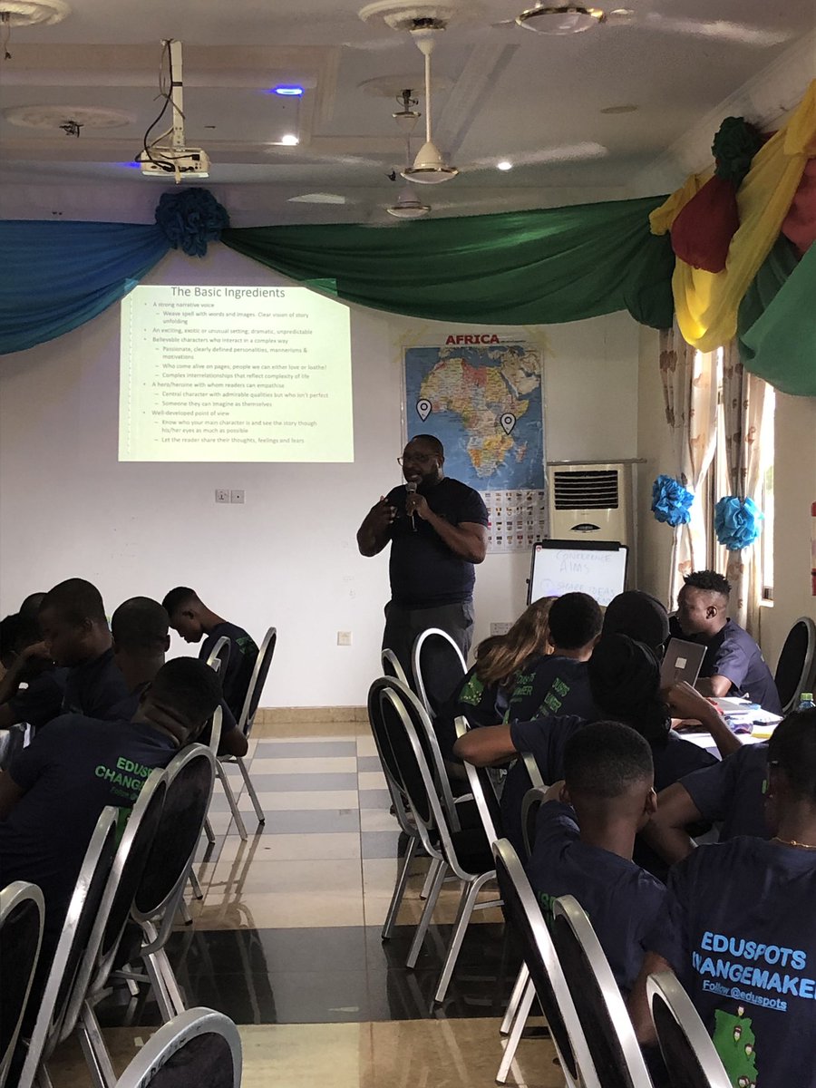 eduspots's tweet photo. Now we have a session on ‘Storytelling for Change’ from Ghanaian author and huge @readingspots supporter, @NDamoah! #storytelling #eduspotsfever #change #writing https://t.co/9qWF8AsHIi