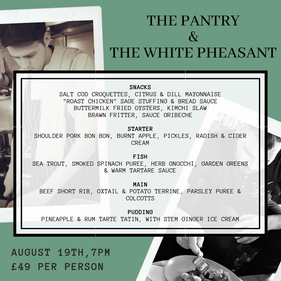 whitepheasant's tweet photo. For all you #foodies out there, save the date August 19th as chef’s from the @PantryNewmarket &amp; @whitepheasant come together to deliver four delicious courses! To book please call 01638 720414 #Pantry #Whitepheasant #Newmarket #Suffolk #Ely #Cambridge #GoodFood #Michelinguide2019 https://t.co/L22N2fTHEu