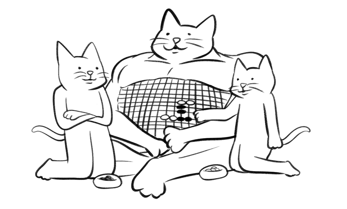 腹筋が19×19個に割れているので碁盤として使われている猫 