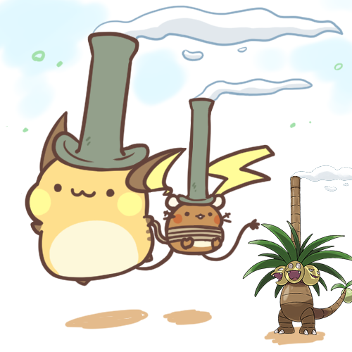 pokemon (creature) no humans :3 tree hat open mouth palm tree  illustration images