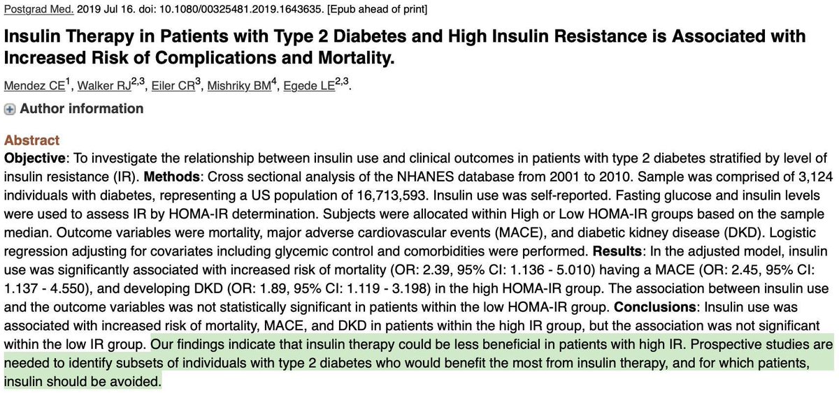 AskDoctorNicole's tweet photo. The more insulin resistant the person, the more lethal insulin therapy becomes. This is relevant with #type2diabetes/#insulinresistance, where the glucose-centric paradigm of conventional medicine promotes pushing insulin to ever higher levels. #medicine #PrimaryCareChat https://t.co/61jvZraM5c