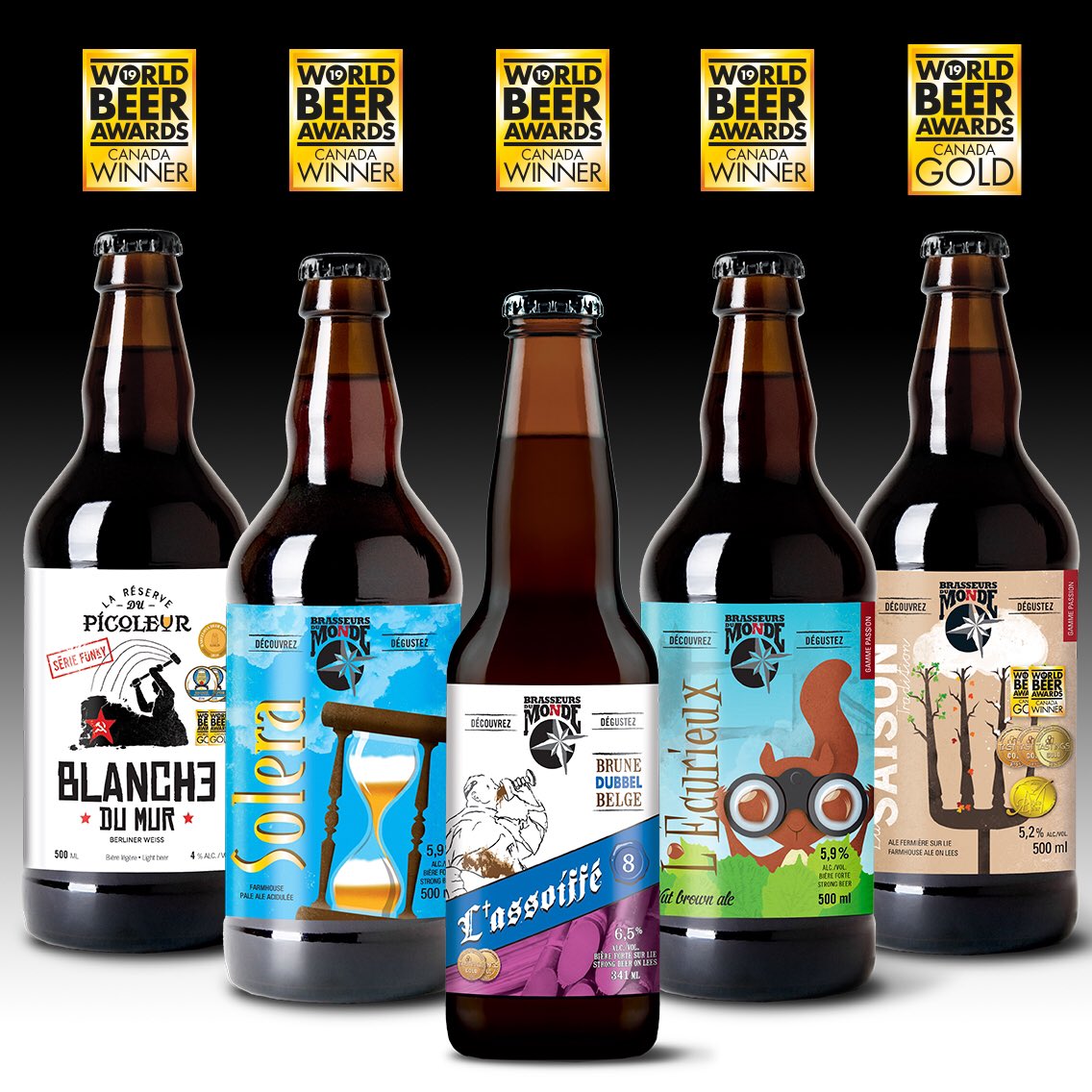 Voici nos bières gagnantes au niveau national du World Beer Award de Londres.
Les grands honneurs seront connu le 19 septembre prochain à Londres en compétition contre 12 autres pays.
#WBA2019 #WorldBeerAwards
#microbrasserie #craftbeer #canadacraftbeer #beerCanada