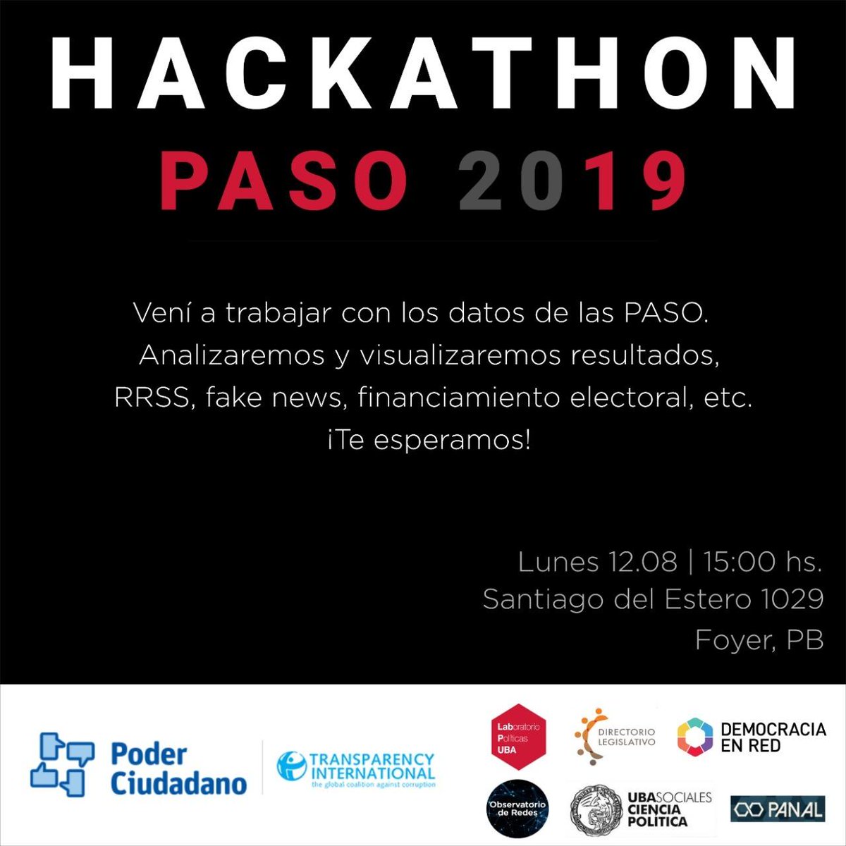 LABPoliticasUBA's tweet photo. ¿Todavía no te anotaste para venir al #HackatonPASO?
Venite con tus datos, tus ideas, tus preguntas. 💻
Nos vemos el lunes a las 15 en @ubasociales. 🙋♀️🙋♂️
https://t.co/7TE0G9pg3Z https://t.co/KAtpUfUup9
