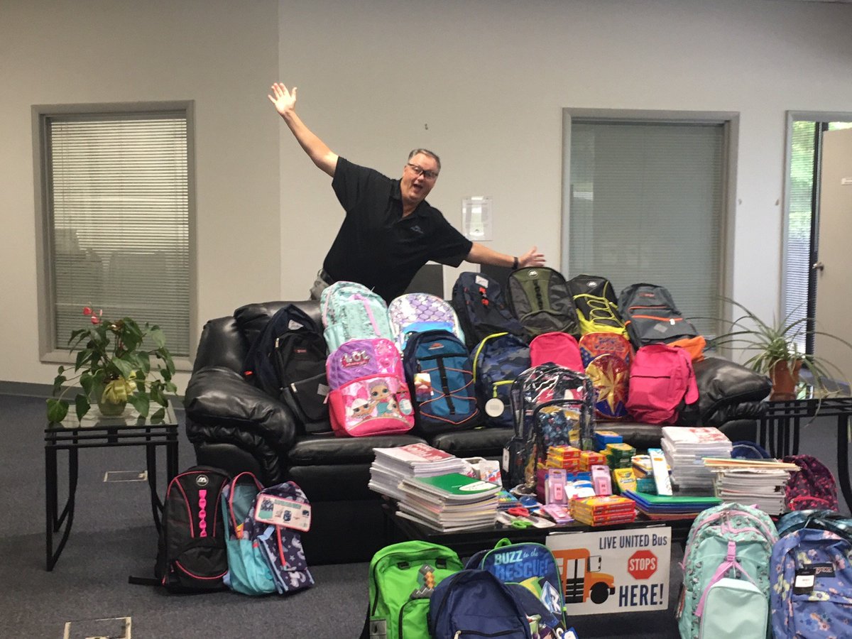 AuriaSolutions's tweet photo. It’s back to school season and Auria Spartanburg employees have shown their generosity to Stuff the Bus for elementary students in Spartanburg County, with 25 backpacks and 1,500 school supplies, which were distributed by United Way to all 7 Spartanburg County School Districts. https://t.co/rL2hVspIcU