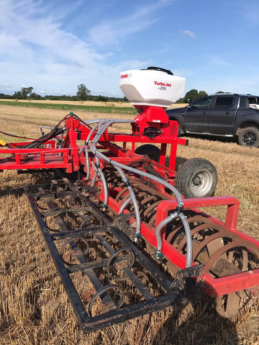 Cover crop drilling at Elvington pilot site. Seed mix of clover, buckwheat, oil radish, oats, vetch and phacelia. Drilled into winter barley stubble to give cover, nutrient capture, soil improvement and increase in organic matter <a href="/Kingscrops/">Kings</a> <a href="/YorkshireWater/">Yorkshire Water 💧</a>