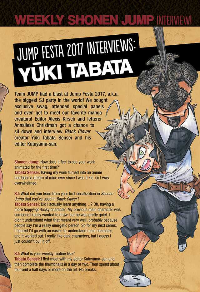 Blackclover ブラッククローバー Thread Of Yuki Tabatas Interviews Blackclover Jump Festa 17
