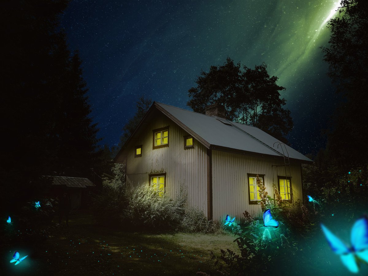 melafv's tweet photo. oh man missing the Cottage vibe in Finland! 

Took me almost 8 hours to edit this with total 87 layers. bruuhh almost cramp my butt ! 

#AURORA #Finland https://t.co/XvR5D98m8l