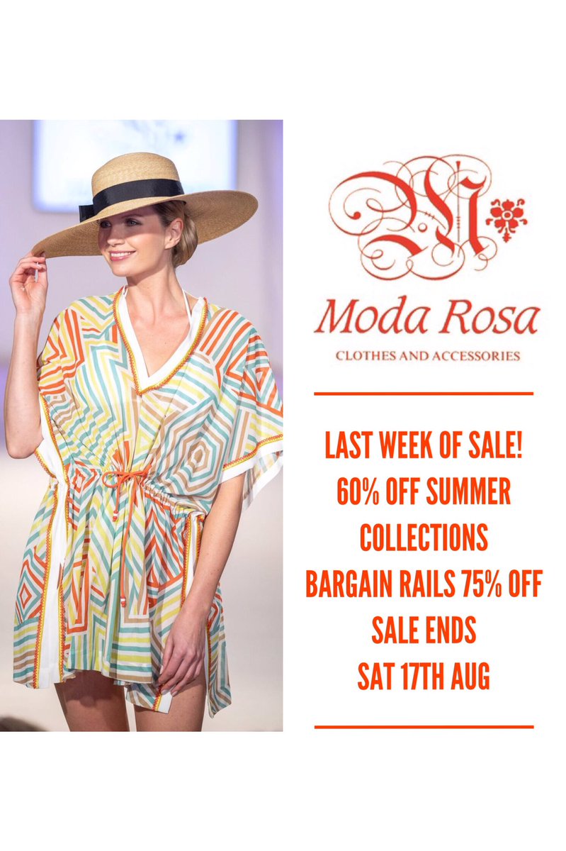 LAST WEEK OF SALE! 60% off ALL summer collections! Bargain rails 75% Off!! Sale ends Saturday 17th August