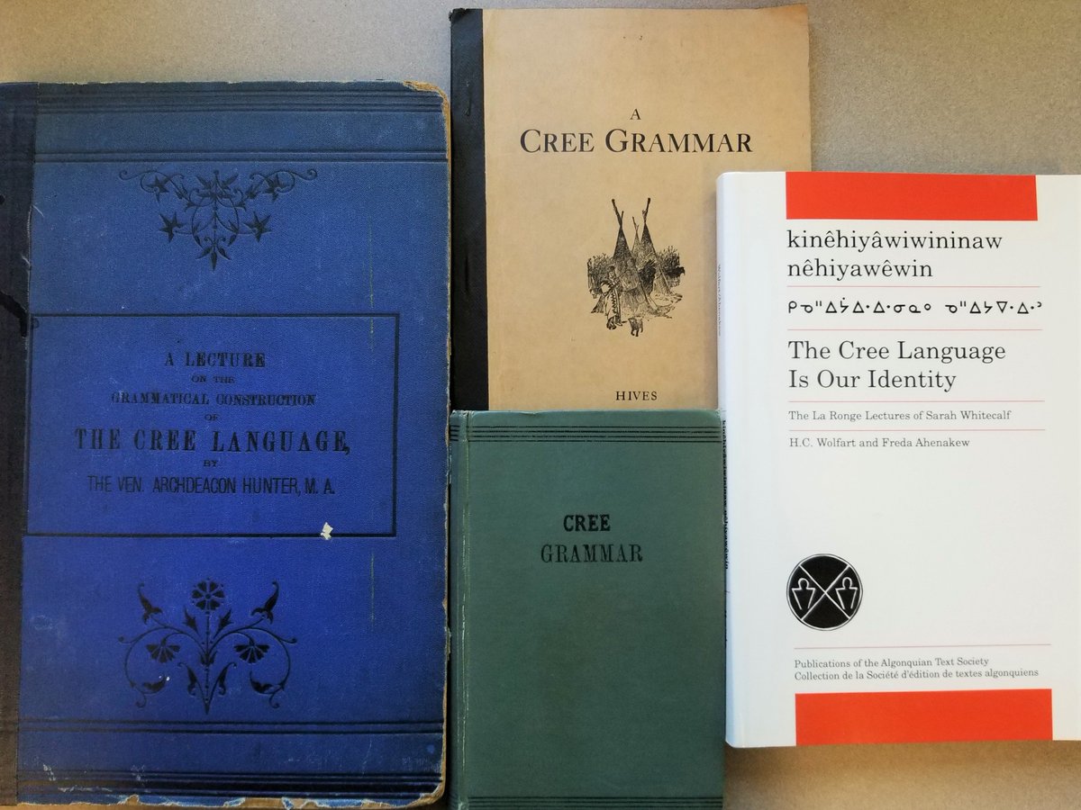 To mark International Day of the World's Indigenous Peoples and  International Year of Indigenous Languages, a few of the Cree language books we have in our Rare Books Room, dating from 1873-1993. #IndigenousPeoplesDay #IYIL2019 #umIndigenous @umanitoba