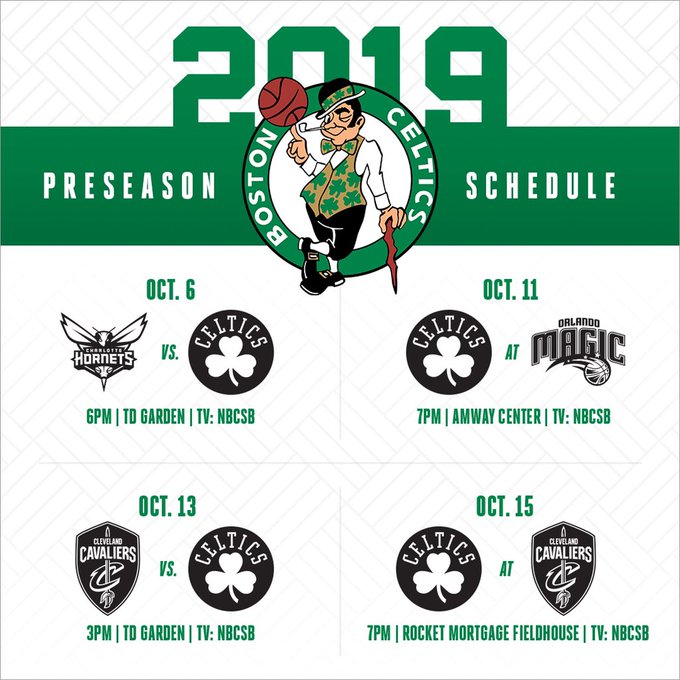 Celtics PRESeason Schedule