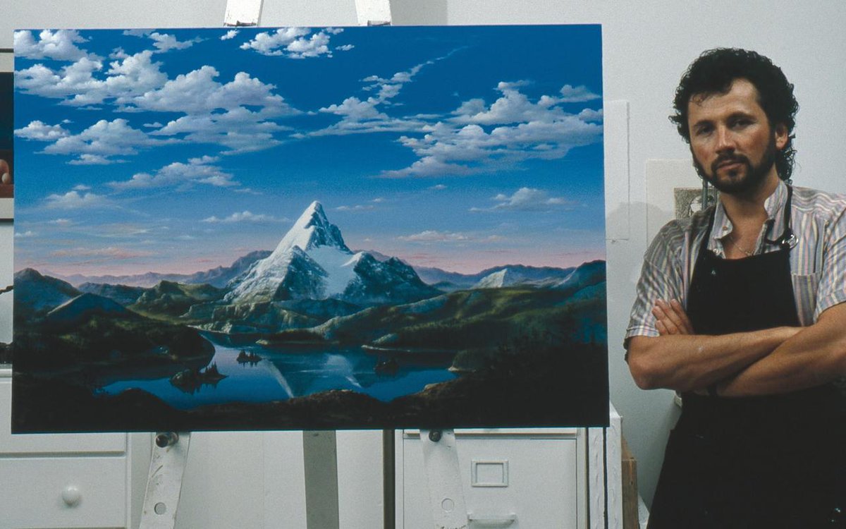 Dario Campanile on the day he finished painting the <a href="/ParamountPics/">Paramount Pictures</a> logo background in 1985.