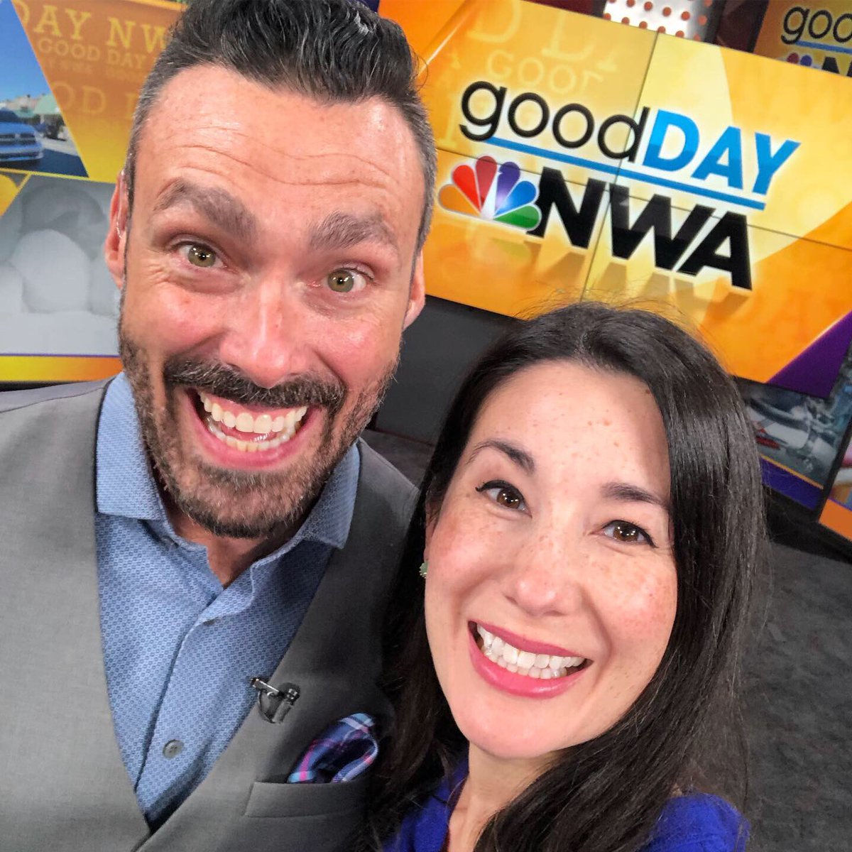 Liz_Hogan's tweet photo. Had a BLAST guest cohosting #GoodDayNWA with @jasonsuel today!! Thanks for having me on. Catch it on KNWA/NBC today at 12:30 pm! #nwark https://t.co/Yh2yfwhOip