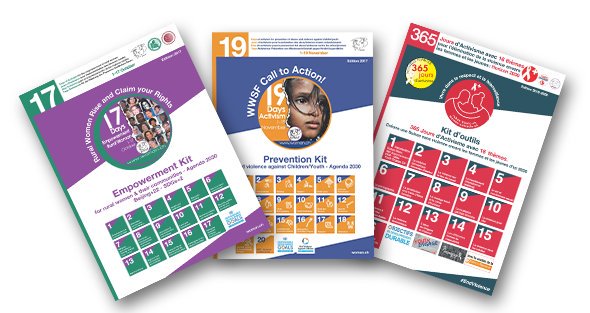 wwsf_fsmf's tweet photo. Invitation! Share our three Campaign Kits to empower increased action for change and respect for human rights, sustainable development, equality &amp; peace. 2019 versions online:https://t.co/zuEKYgKkp2  
#17DaysWWSF #SDGs #19DaysWWSF  #ENDviolence  #HumanRights #365Days #RubanBlanc https://t.co/z6sPQM2CVU