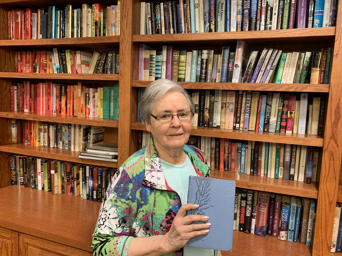 HC_LivingBetter's tweet photo. For National Book Lovers Day we are featuring, Jerris, one of the residents from our Heritage Pointe community. Jerris studied to be a librarian and enjoys spending time in the Heritage Pointe library. One of her favorite books includes Farmer Takes a Wife by John Gould. https://t.co/8L3qAP0X5T