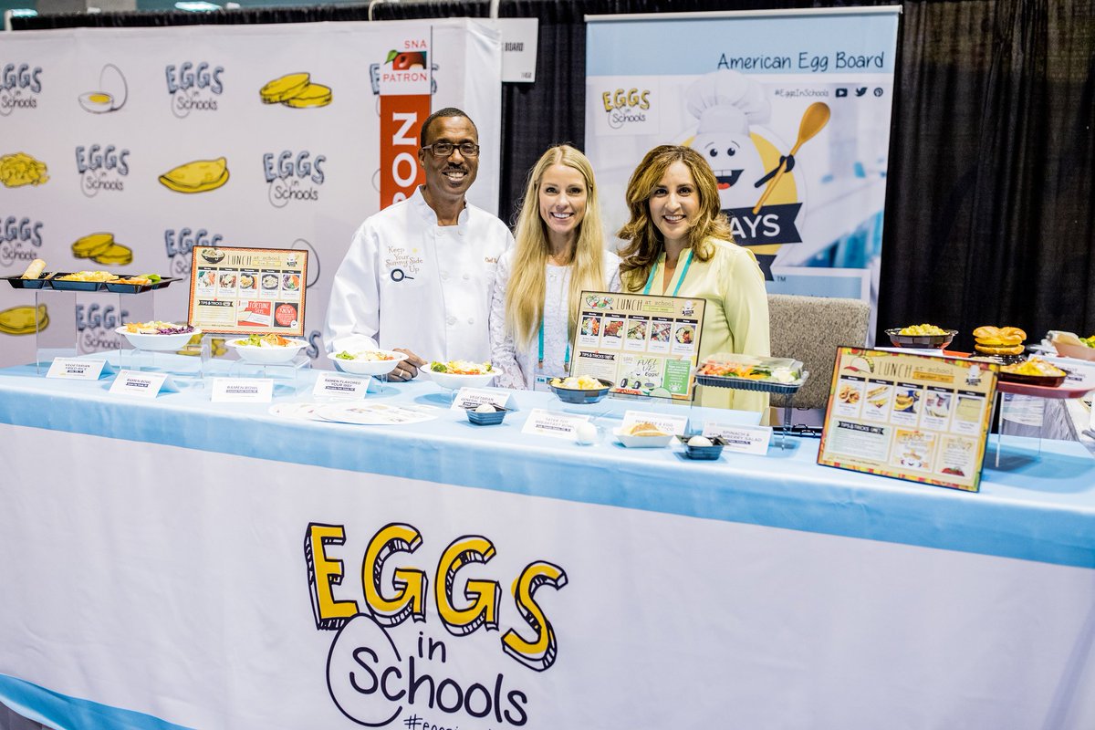 Thanks to Katie Nola of the <a href="/IowaEggCouncil/">Iowa Egg Council</a> and <a href="/ChefRobRu/">robert rusan</a> for helping us with our #ANC19 booth!

And thanks again to all of you who stopped by and shared your eggcellent successes with #EggInSchool.

See you next year in Nashville!