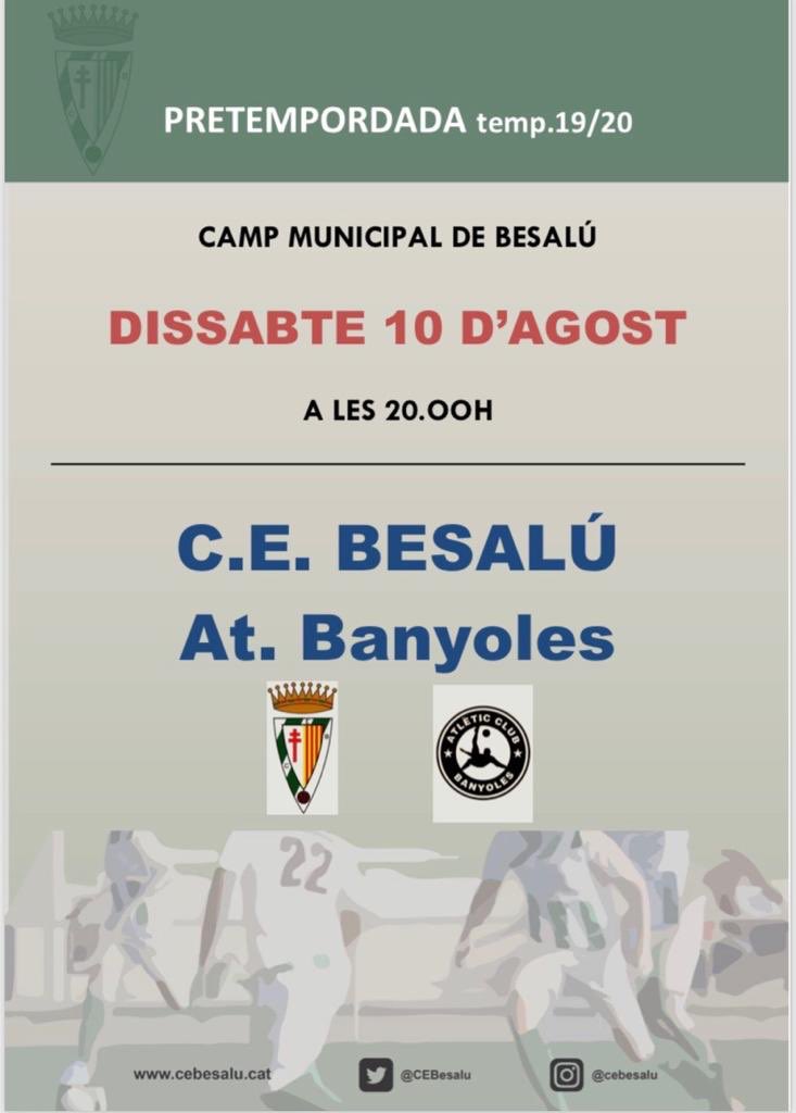 CEBesalu's tweet photo. Demà a les 8 de la tarda tenim el primer partit de pretemporada contra l’@atletic_club .
Us hi esperem. https://t.co/4f46LH8Ssu