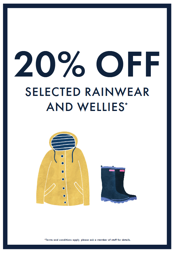 With the weekend looking grey and stormy, whatever the activity Joules has you covered with 20% off selected rainwear and wellies! #joules #themallcribbs #britishsummer