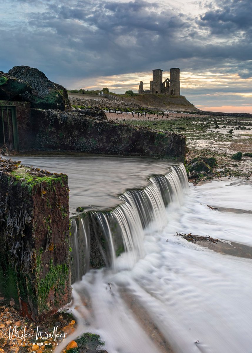 Sunset over Reculver Towers &amp; Roman Fort (Kent UK). The site of one of the earliest Roman forts built against Saxon raids on the 'Saxon Shore'.  <a href="/ExploreKent/">Explore Kent</a> <a href="/kentlife/">Kent Life</a> <a href="/kentlivenews/">KentLive</a> <a href="/romanhistory1/">Roman History</a> <a href="/romanhistory/">Roman History</a>