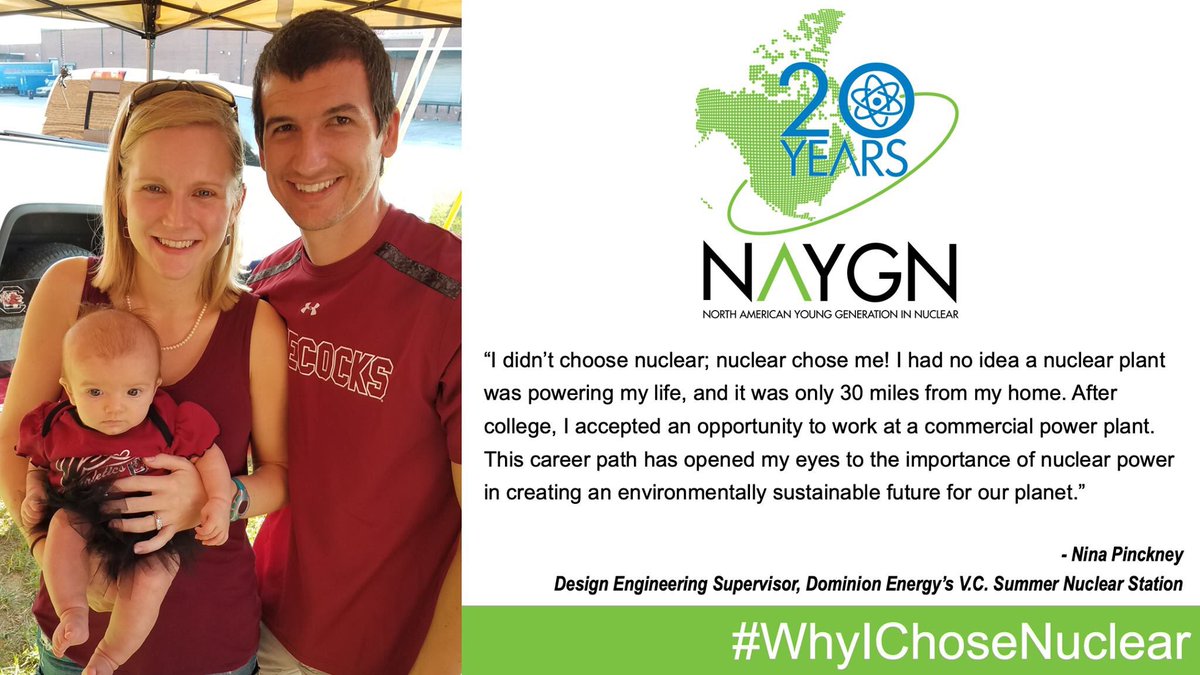 NA_YGN's tweet photo. Nina Pinckney, Design Engineering Supervisor at @DominionEnergy V.C. Summer Nuclear Station, shares with us why she chose #Nuclear! #WhyIChoseNuclear #WomenInNuclear #VCSummer #NAYGN #20for20 https://t.co/0gdZTx5rys