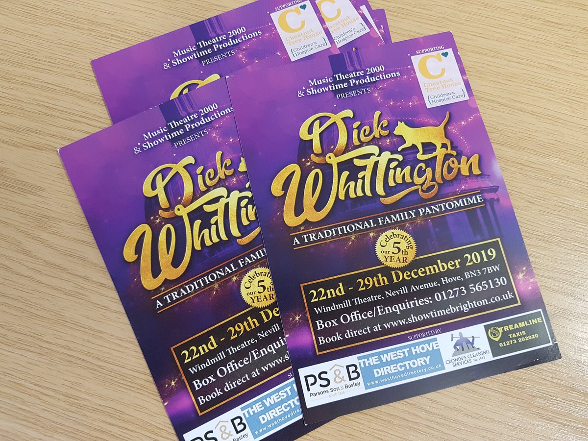 FundraiserJo's tweet photo. Its Christmas Panto time...oh no its not! So its not Christmas yet however you can still purchase your early bird and group saving tickets now for #DickWhittington #Panto in #Hove in aid of @ChestnutSussex #Fun #Family #Charity https://t.co/iTlyNvn6aO