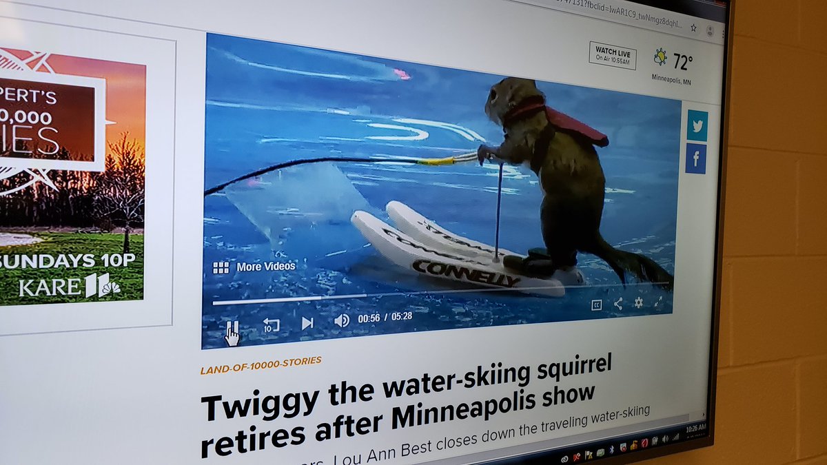 TheTravisYates's tweet photo. It's not a broadcasting bootcamp until Twiggy the skiing squirrel shows up! @norabaldner @QUTVNews #PerfectKicker #QUTV #WheresRonBurgundy https://t.co/pVuOcZ0ojV