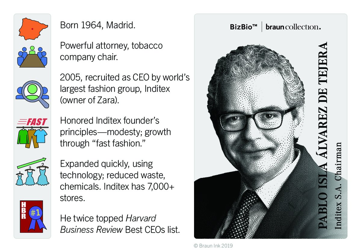 BraunInk's tweet photo. ZARA CEO, Pablo Isla, did an amazing job taking over as CEO when the founder retired . . . a prime example of how to do it well: respect the founding principles, grow, &amp; make your own mark. #BizBios #BraunCollection #Zara #Inditex #PabloIsla https://t.co/TpEqdpTDoy
