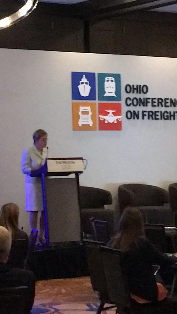 OhioFreight's tweet photo. Ohio Conference on Freight welcomes U.S. Representative Marcy Kaptur, 9th Congressional District, Ohio. Speaking on the “Great Lakes Economy.”  #greatlakes #economy #ports #freight #multimodalaccess #cleveland #hyperloop #regional https://t.co/4N7E5W8mo4