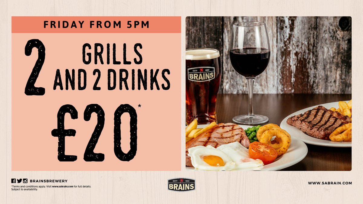 It's Friday which means it's Grill Night! Enjoy 2 grill meals and 2 drinks for just £20!! #24ozMixedGrillAnyone?