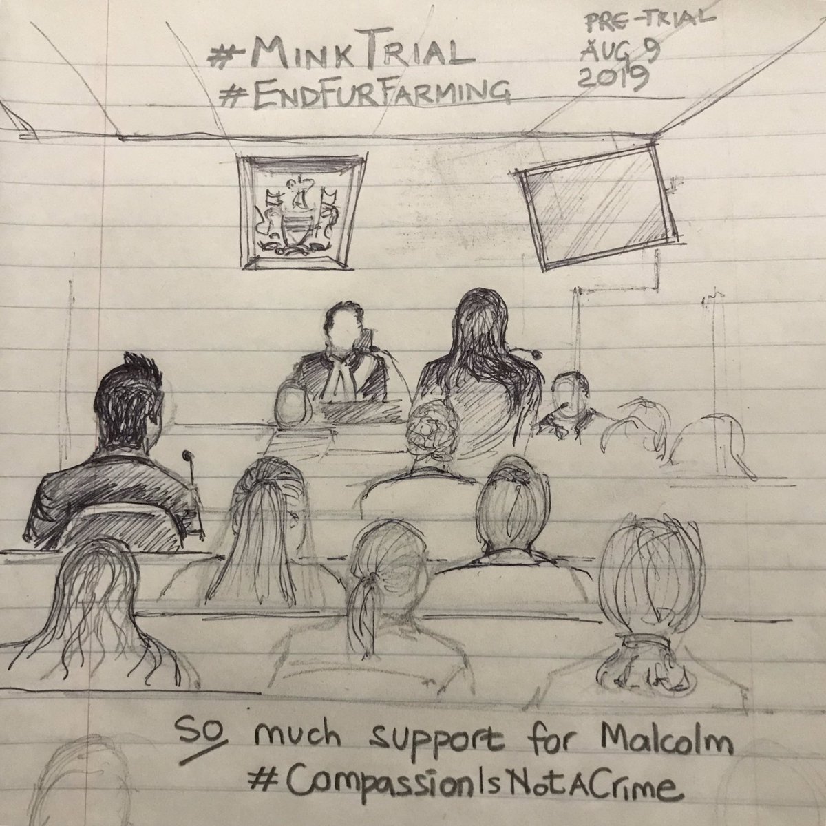 Publication ban stifles us from reporting anything. Huge support for Malcolm Klimowicz in #MinkTrial courtroom tho. #MakeFurHistory #CompassionIsNotaCrime