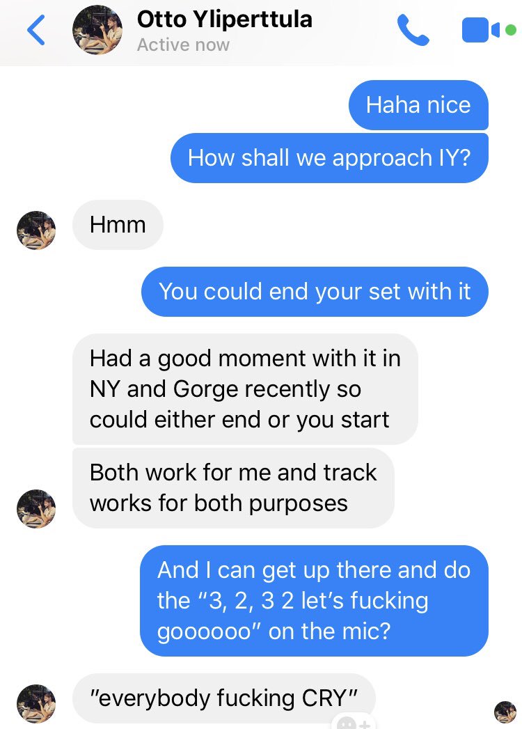 Lane8music's tweet photo. important discussions after realizing i play right after @yottomusic tomorrow in Montreal https://t.co/e014PYmvUd