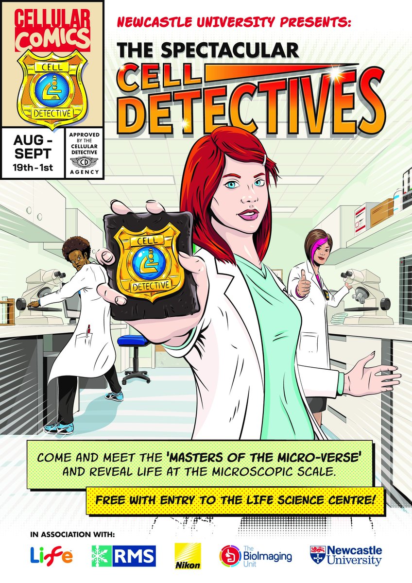 EngageNCL's tweet photo. π¬The #celldetectives are coming soon to @scienceatlife.
Meet the @UniofNewcastle #celldetectives and learn how they find bad cells to interrogate. You can also build your own microscope, design a cell and speak to research scientists. #STEM π©βπ¬π¨βπ¬π§ͺ π§« https://t.co/4iwKemFtRM