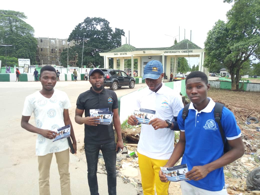 StartevAfrica's tweet photo. The Startev team at Imo State University, signing up the sharp guys and babes to our platform. Thanks for having us guys๐๐๐ฝ
What University/Campus would you like us to visit next?
.
.
#StartevAfrica #JoinStartev #FridayFeeling #University #AfricanStudents #IMPACT https://t.co/HmjZ5NADlO