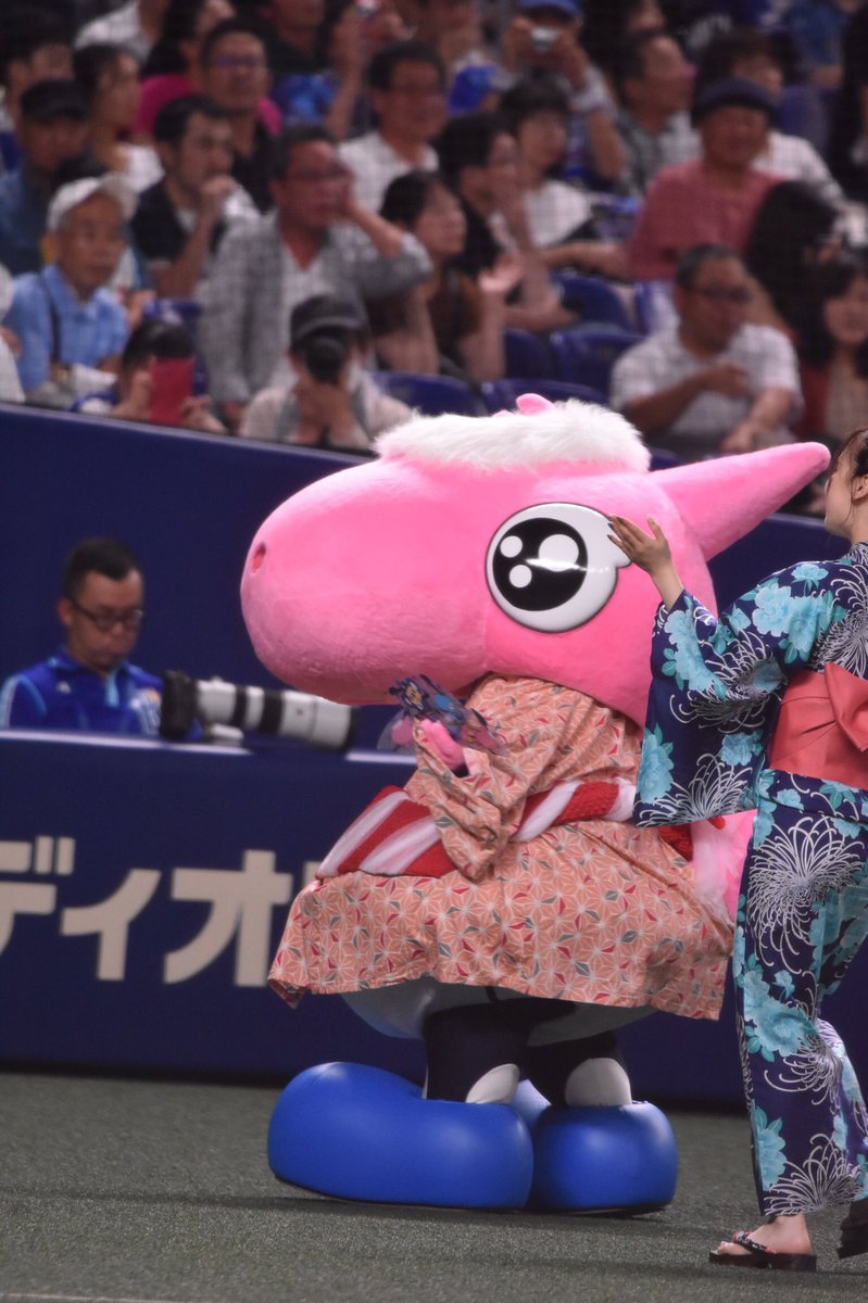 りょく vs横浜2夏の竜陣祭 マスコットずの浴衣姿も ほんわかする ドアラ パオロン シャオロン 中日ドラゴンズ マスコット 浴衣姿見れて良かった ナゴド