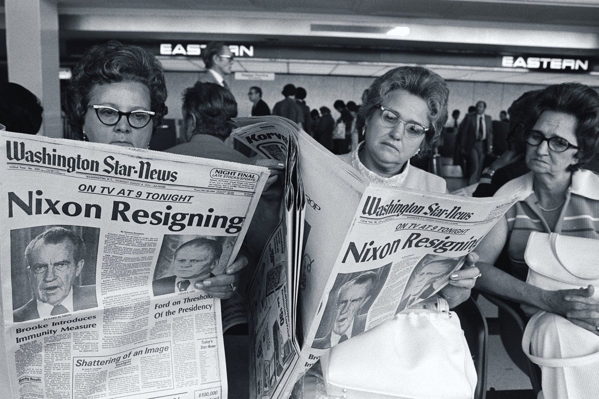 BuzzFeedNews's tweet photo. 45 years ago today, President Richard Nixon announced his resignation. Here's how people across the US heard the news and reacted that day. https://t.co/skqBNoYBlL https://t.co/KxC7dZxeeb