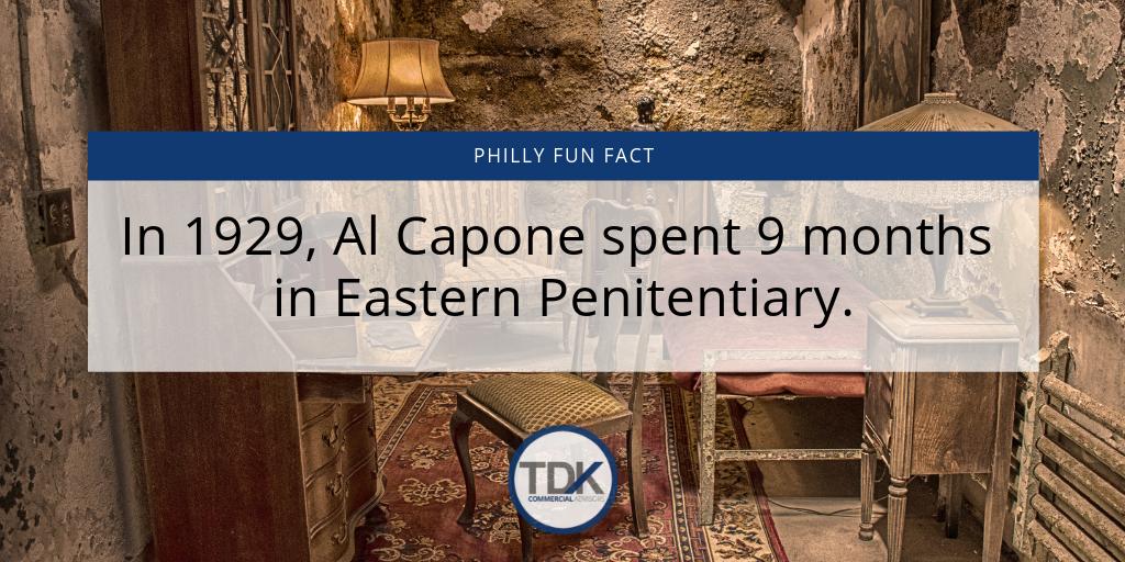 TDKCA2's tweet photo. #PhillyFunFact: In 1929, Al Capone spent 9 months in Eastern Penitentiary. 

#philly #Philadelphia #TDKCA https://t.co/oWlphAHkr8