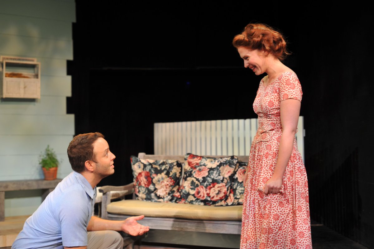 spack's tweet image. Marc Valera and Amy-Helene Carlson in All My Sons @PacificResThtr with a beautiful set by Dillon G Artzer